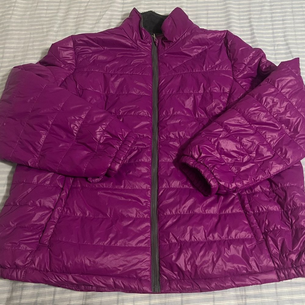 Purple puffer jacket